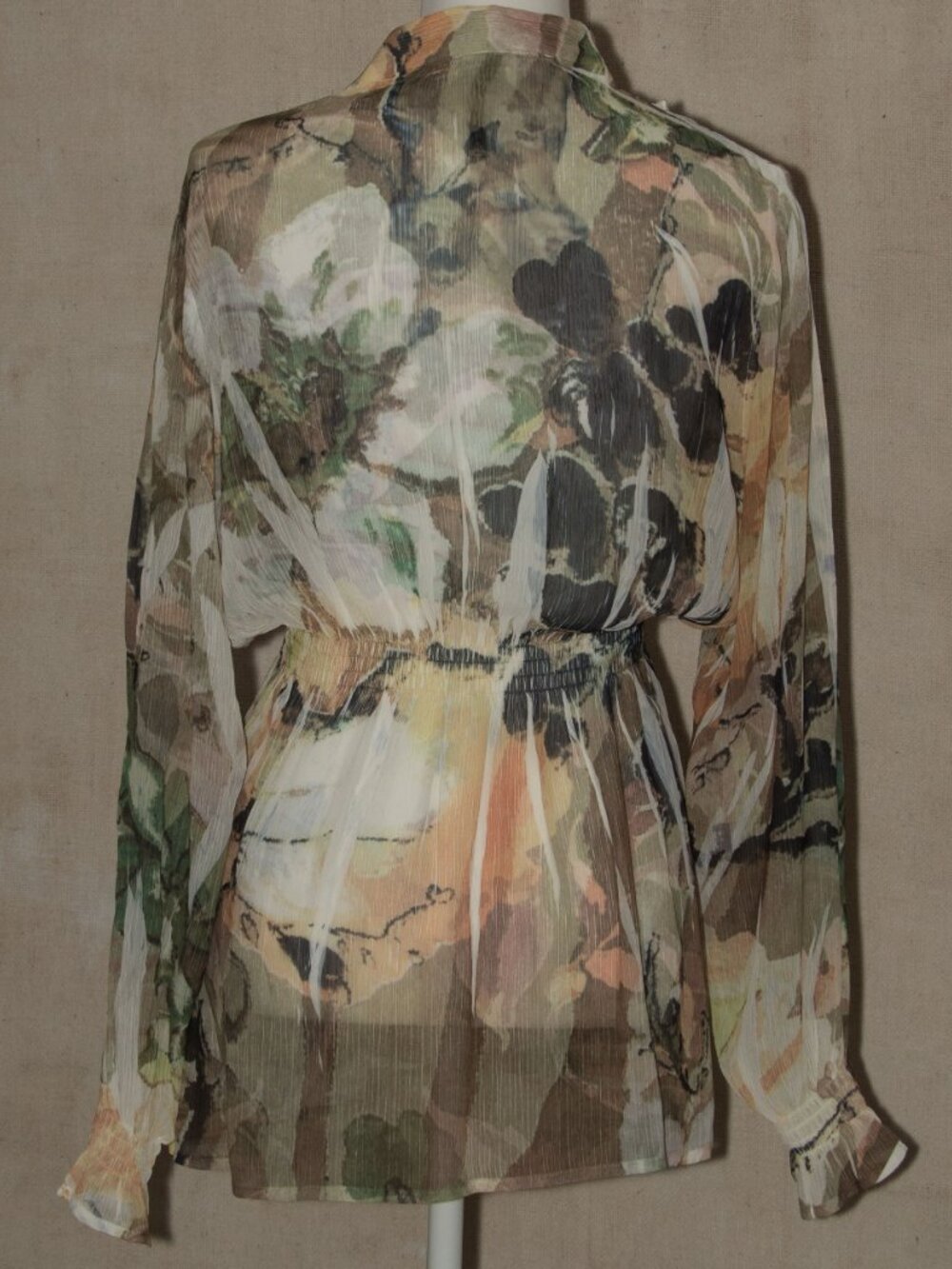 Mushka Sienna Rose Sheer top Gypsy boho flowy top, tuxedo ruffle - Picture 6 of 8